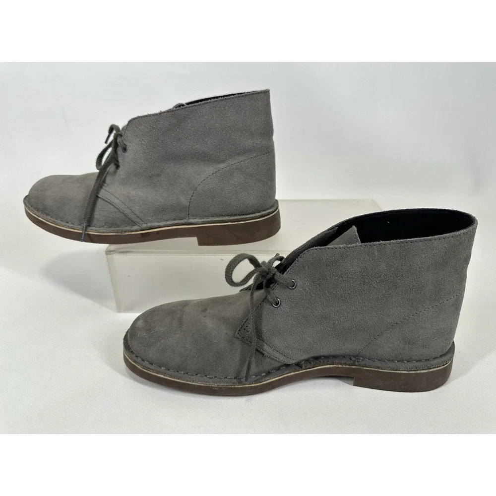Clarks Bushacre 2 Gray Suede Leather Chukka Desert Boots Men's Size 8.5 M